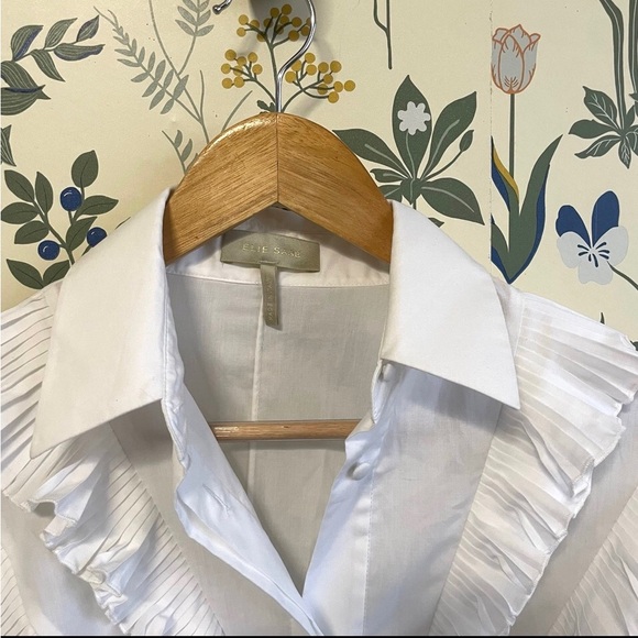 Elie Saab Elegant White Ruffle Button Down Shirt Made in ITALY - Picture 3 of 7